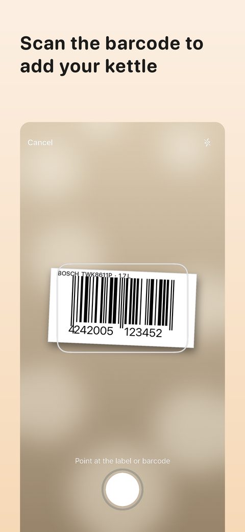 Scanning a kettle's barcode to add it